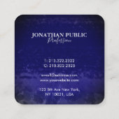 シックスタイリッシュブルー抽象芸術モノグラム スクエア名刺 (裏面)