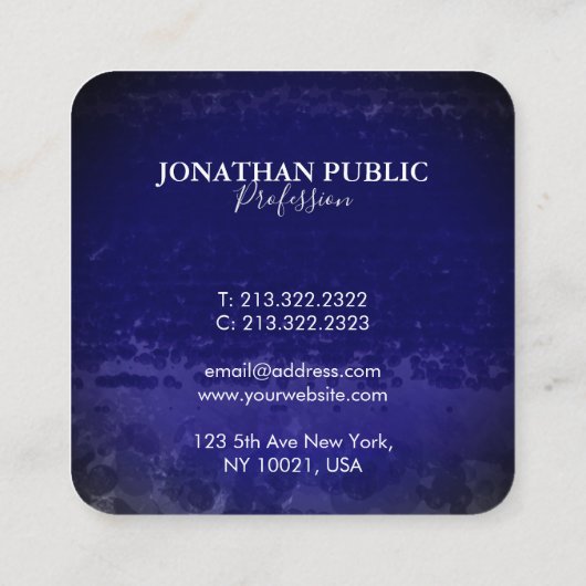 シックスタイリッシュブルー抽象芸術モノグラム スクエア名刺 (裏面)