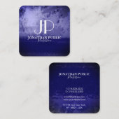 シックスタイリッシュブルー抽象芸術モノグラム スクエア名刺 (正面/裏面)