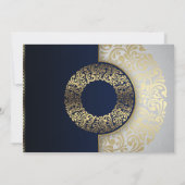 シックスタイリッシュブルー金ゴールド幾何パタ結婚ーン 招待状 (裏面)