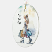 シックスタイリッシュブロンドパーソナライズされたファッション セラミックオーナメント (左)