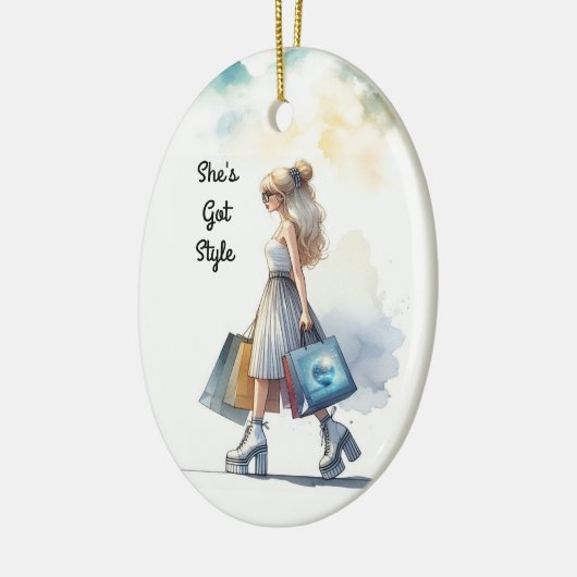 シックスタイリッシュブロンドパーソナライズされたファッション セラミックオーナメント (左)