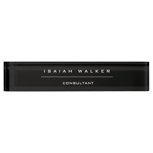 シックスタイリッシュプレーンユニーク特殊ブラック&ホワイト デスクネームプレート (正面)