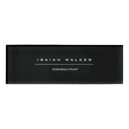 シックスタイリッシュプレーンユニーク特殊ブラック&ホワイト 名札 (正面)