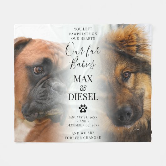 シックスタイリッシュペット記念碑2 x写真記念 フリースブランケット (正面(横))