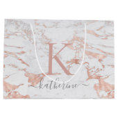 シックスタイリッシュマーブルアンドバラゴールドフォイルモノグラム ラージペーパーバッグ (裏面)