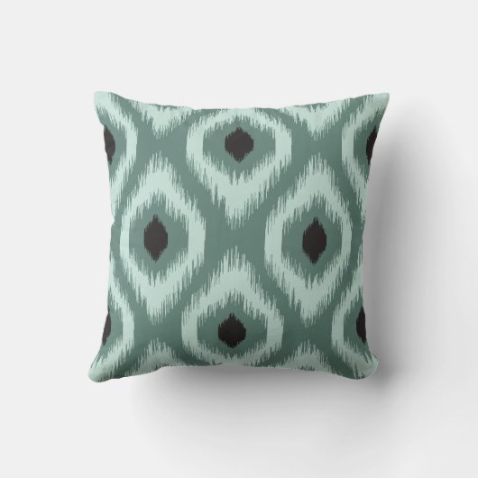 シックスタイリッシュミントブラックアイボリーダイヤモンドイカットパターン クッション (裏面)