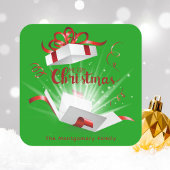 シックスタイリッシュメリークリスマスグリーンとレッド スクエアシール