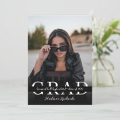 シックスタイリッシュモノクロ写真卒業 招待状 (スタンド正面)