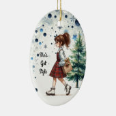 シックスタイリッシュヤングブルネットパーソナライズされたファッション セラミックオーナメント (右)