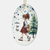 シックスタイリッシュヤングブルネットパーソナライズされたファッション セラミックオーナメント (左)