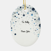 シックスタイリッシュヤングブルネットパーソナライズされたファッション セラミックオーナメント (裏面)