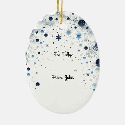 シックスタイリッシュヤングブルネットパーソナライズされたファッション セラミックオーナメント (裏面)