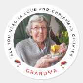 シックスタイリッシュレッドホワイトクリスマスクッキーの写真名 ラウンドシール (正面)