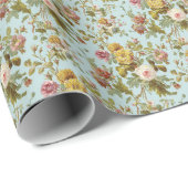 シックスタイリッシュヴィンテージピンクローズフラワーアートパターン ラッピングペーパー (ロールコーナー)