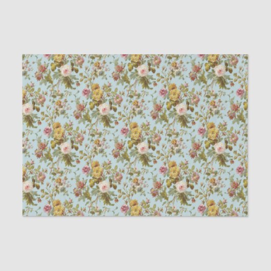 シックスタイリッシュヴィンテージピンクローズフラワーアートパターン 薄葉紙 (正面)