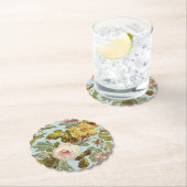 シックスタイリッシュヴィンテージピンクローズフラワーパターン ペーパーコースター (インサイチュ)