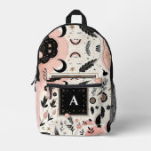 シックスタイリッシュ女子モノグかわいらしラム黒学校 プリントバックパック (正面)