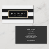 シックスタイリッシュ白黒ストライプの 名刺 (正面/裏面)