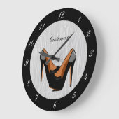 シックスタイリッシュ白黒ハイヒールファッション ラージ壁時計 (傾斜)
