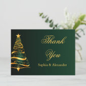 シックスタイリッシュ金ゴールドクリスマスツリーサンキュー結婚ズ サンキューカード (スタンド正面)