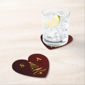 シックスタイリッシュ金ゴールドクリスマスツリーモノグラム結婚ズ ペーパーコースター (インサイチュ)