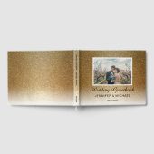 シックスタイリッシュ金ゴールドグラデーショ結婚ン写真カップル ゲストブック (全面)