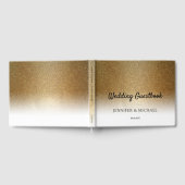 シックスタイリッシュ金ゴールドグリッターエレガントな結婚式 ゲストブック (全面)