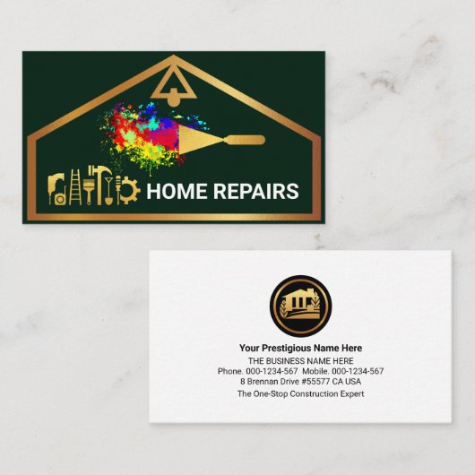 シックスタイリッシュ金ゴールドハウス縁どハディマン 名刺 (正面/裏面)