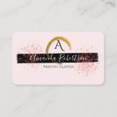 シックスタイリッシュ金ゴールドブラシストローク赤面ピンクスクリプト 名刺 (正面)