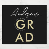 シックスタイリッシュ金ゴールド白黒グラッドタイモダンプ スパークリングワインラベル (シングルラベル)