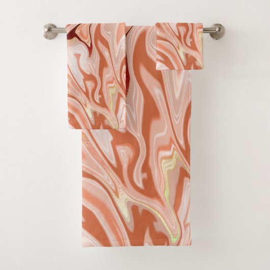 シックスタイリッシュ銅オレンジマーブルパターンデザイン バスタオルセット (インサイチュ)
