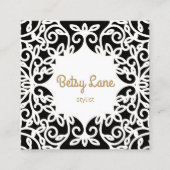 シックスタイリッシュ　ブラックホワイトうずまき スクエア名刺 (正面)