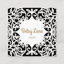 シックスタイリッシュ　ブラックホワイトうずまき スクエア名刺