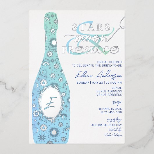 シックスターズムーン&プロセッコシナルブライダルシャワー 箔招待状 (正面)