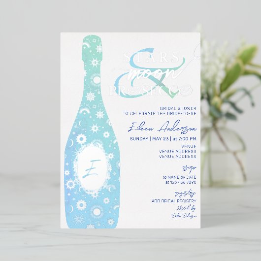 シックスターズムーン&プロセッコシナルブライダルシャワー 箔招待状 (立ち正面)