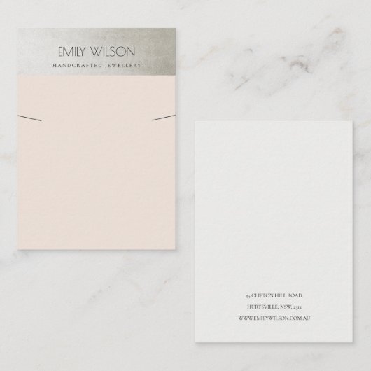 シックスチールグレーシルバー赤面ピンクネックレスディスプレイ 名刺 (正面/裏面)