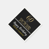 シックスティー&スペクタブル金ゴールドシルバーダイヤモンド誕生日 スタンダードカクテルナプキン (角)