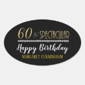 シックスティー&スペクタブル金ゴールドシルバーダイヤモンド誕生日 楕円形シール (正面)