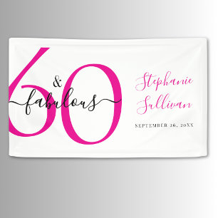 シックスティ アンド ファビュラス ピンク 60歳の誕生日パーティー 横断幕