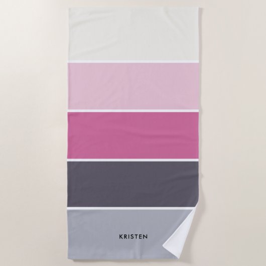 シックストライプなパタパーソナライズされたーン ビーチタオル (正面)