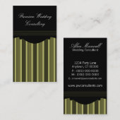 シックストライプなビジネスカードオリーブグリーン 名刺 (正面/裏面)