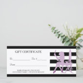 シックストライプな紫色の女の子サロンギフト証明書 (スタンド正面)