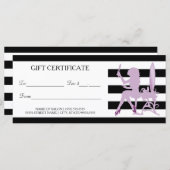 シックストライプな紫色の女の子サロンギフト証明書 (正面/裏面)