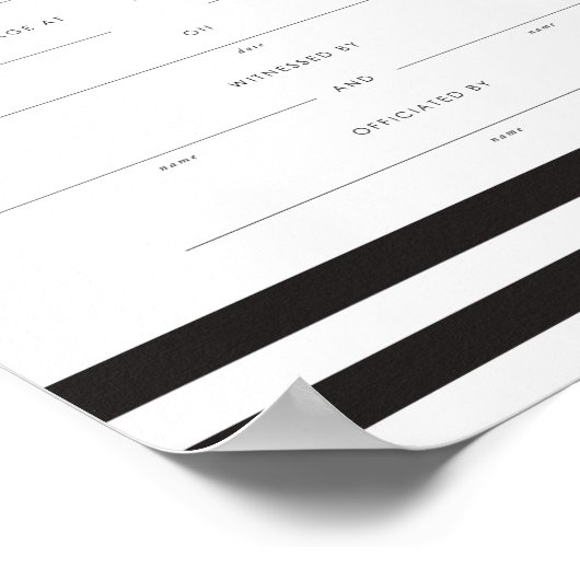 シックストライプな結婚証明書 ポスター (角)