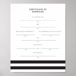 シックストライプな結婚証明書 ポスター