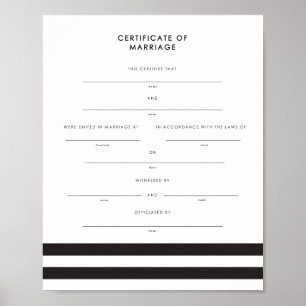 シックストライプな結婚証明書 ポスター