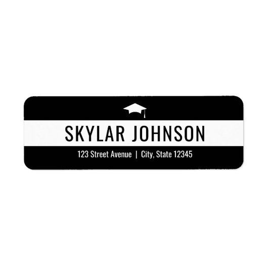 シックストライプな編集可能なカラー卒業アドレス ラベル (正面)