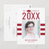 シックストライプな編集可能カラー卒業はがき ポストカード (正面/裏面)