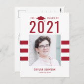 シックストライプな編集可能カラー卒業はがき ポストカード (正面/裏面)